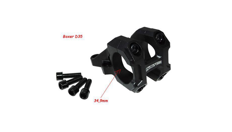 Suporte Guidão Giosbr Alumínio CNC BOXER-02 D35 50mm Para Guidão 34.9mm Preto